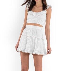 Tobi Free To Be Sienna Beaded Skater Skirt & Crop Top 2-Piece Set